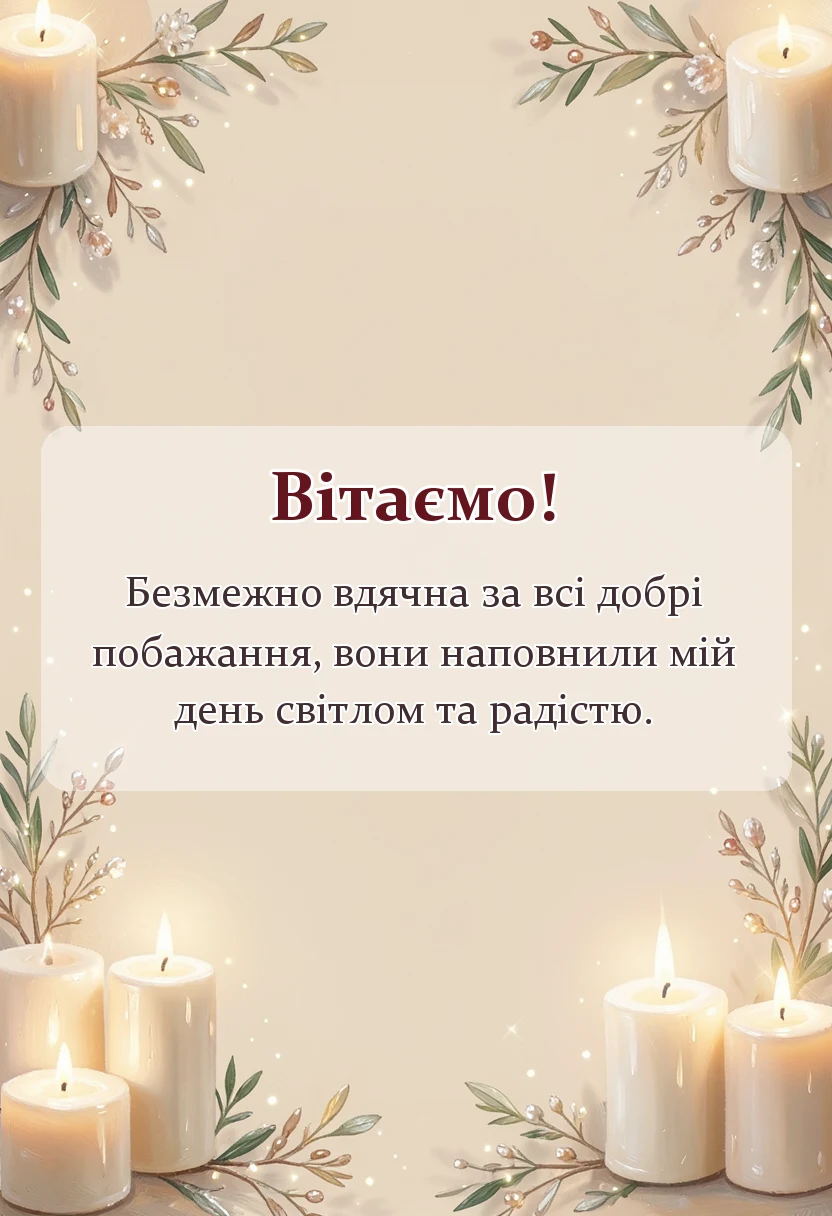 святкова картинка: подяка друзям за привітання