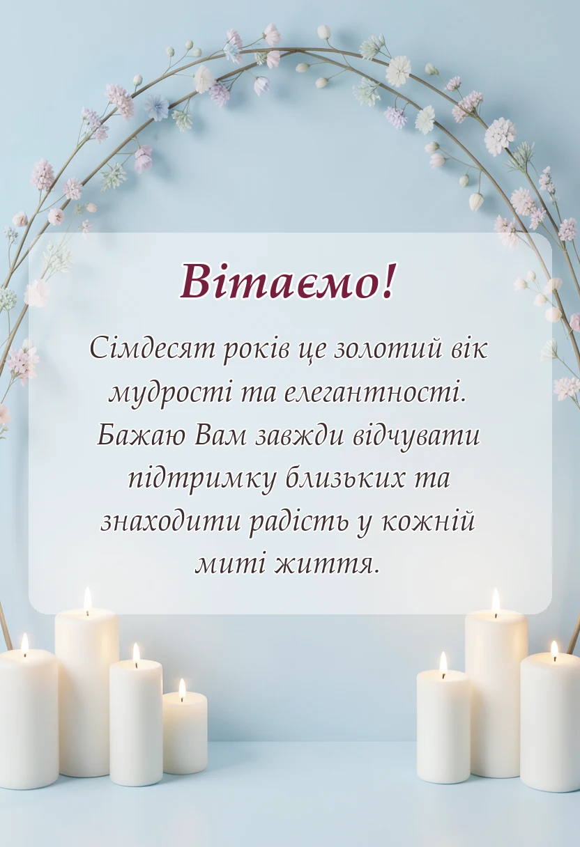 унікальна листівка - привітання з 70-річчям жінці