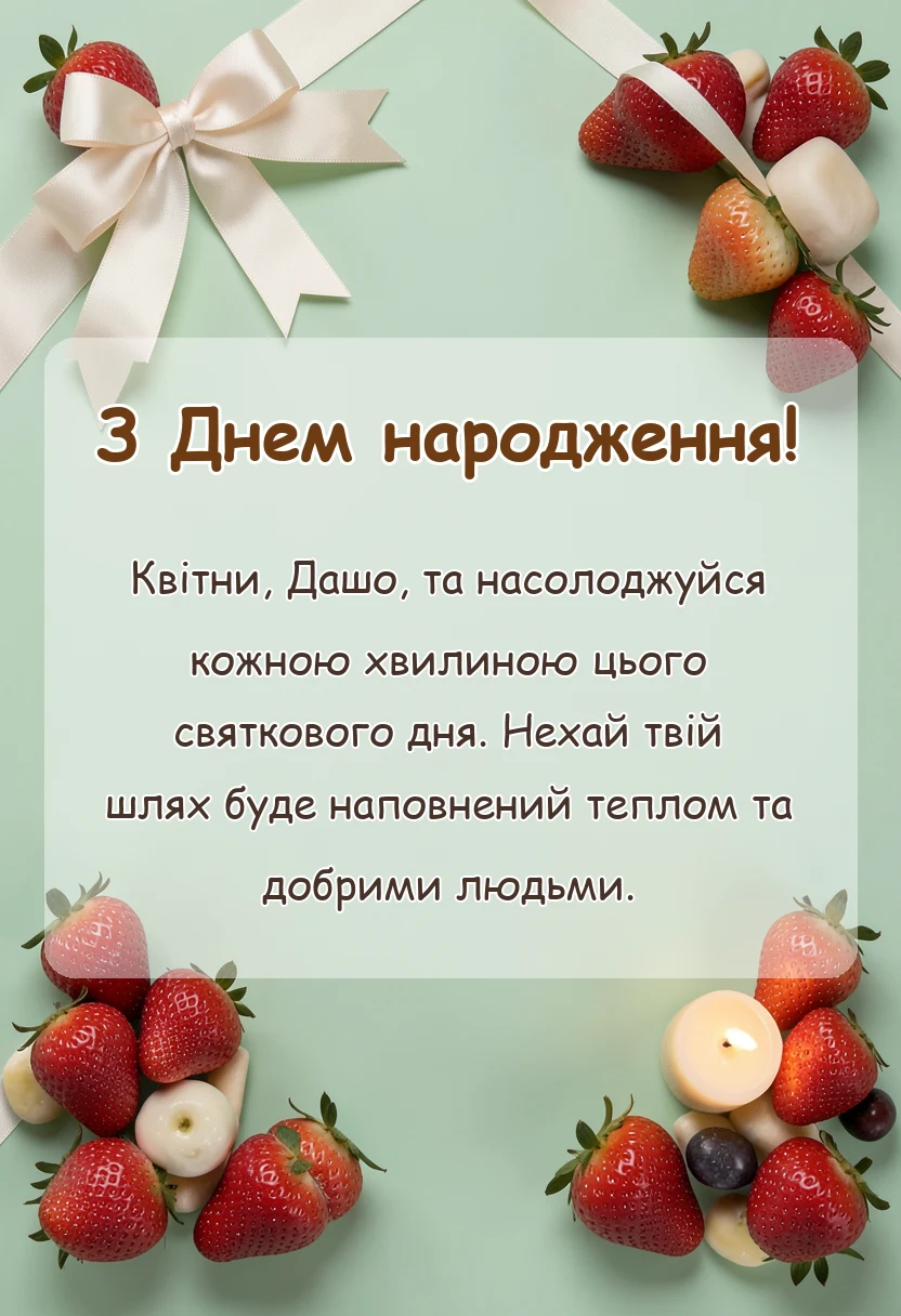унікальна листівка - привітання з днем народження даша