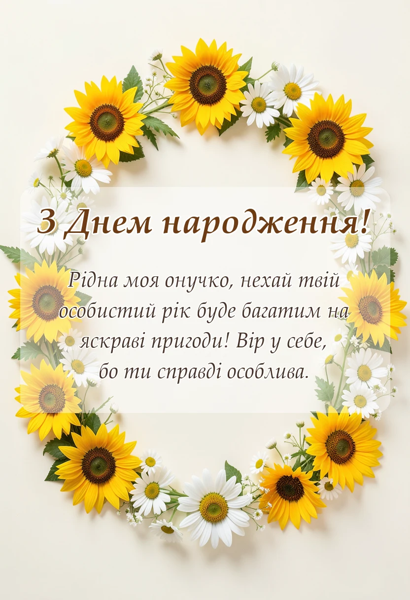 унікальна листівка - привітання з днем народження онучки