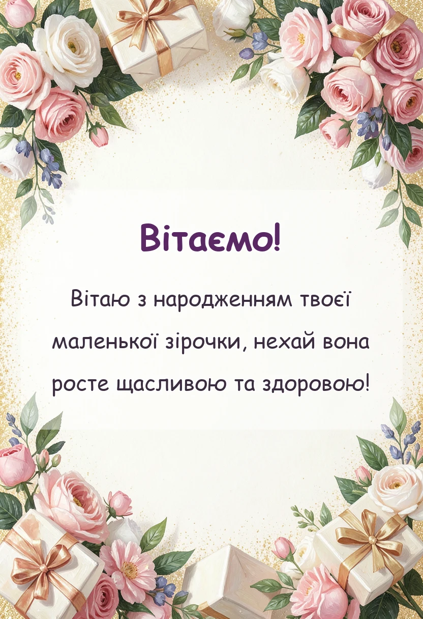 унікальна листівка - картинки з народженням донечки