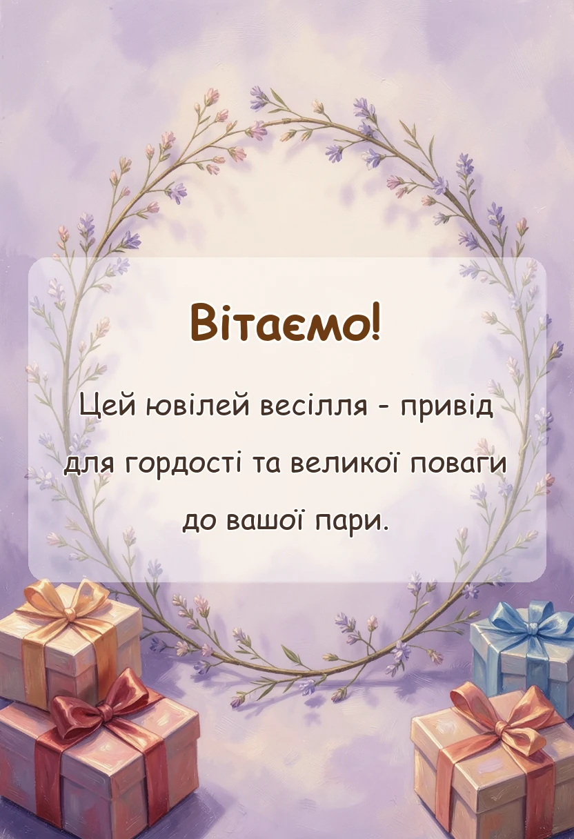 унікальна листівка - привітання на золоте весілля