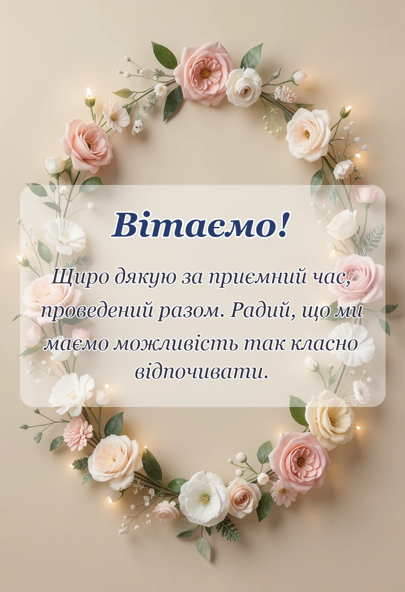листівка з побажанням - слова подяки за гарно проведений час для друзів учителів колег