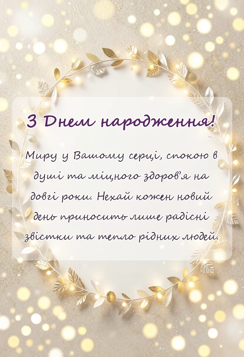 листівка з побажанням - привітання з днем народження старій людині