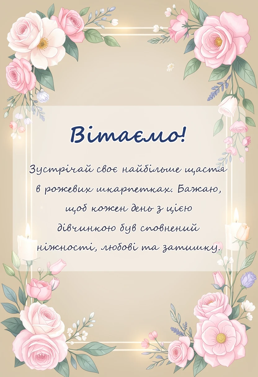 красива листівка: короткі вітання з народженням донечки своїми словами