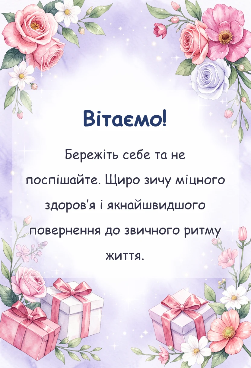 унікальна листівка - побажання одужання і здоровя