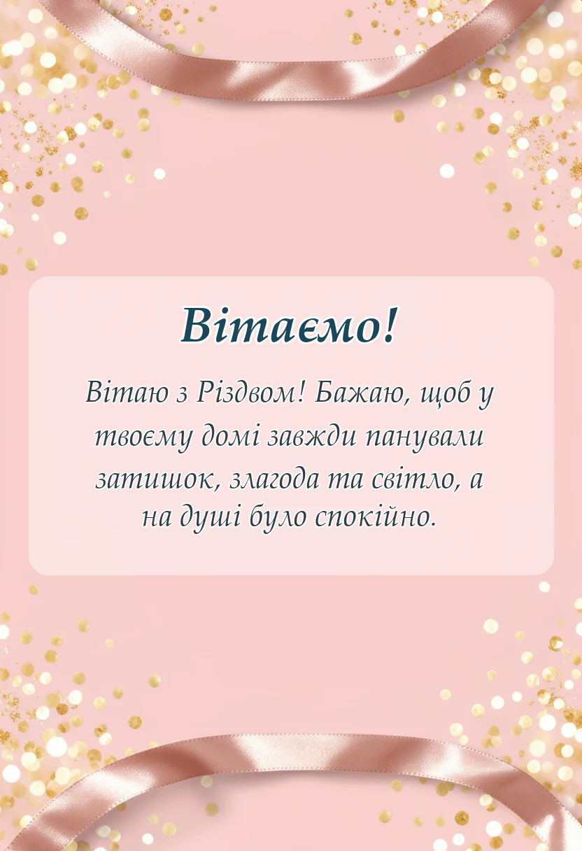 вітальна листівка - короткі привітання з різдвом христовим своїми словами