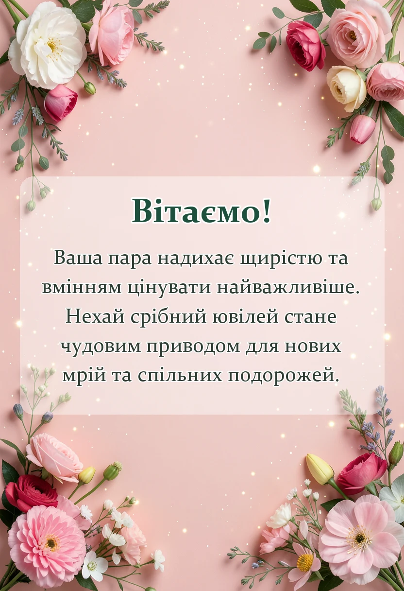 унікальна листівка - привітання зі срібним весіллям у прозі