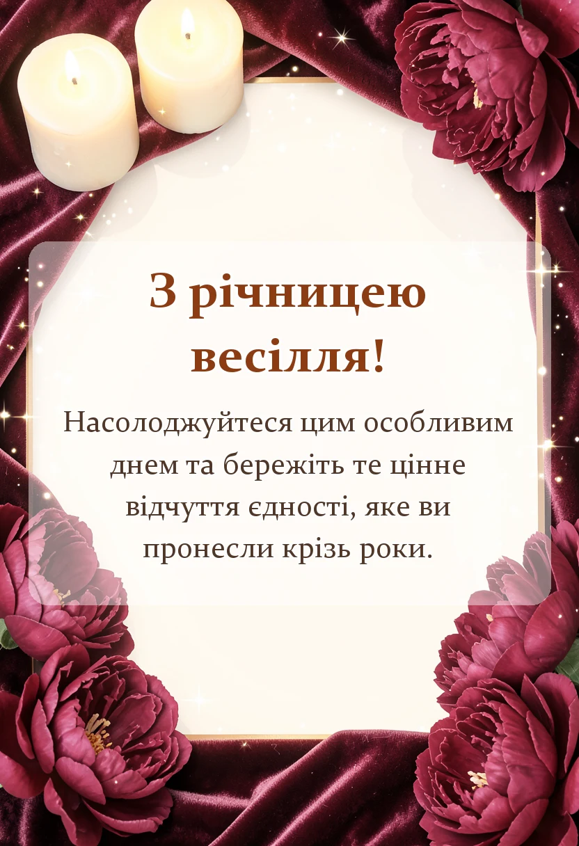 листівка з побажанням - привітання з річницею шлюбу
