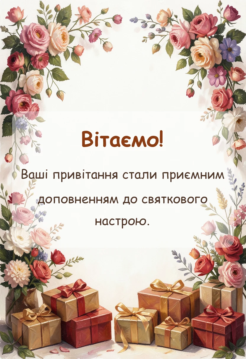 листівка з побажанням - подяка друзям за привітання