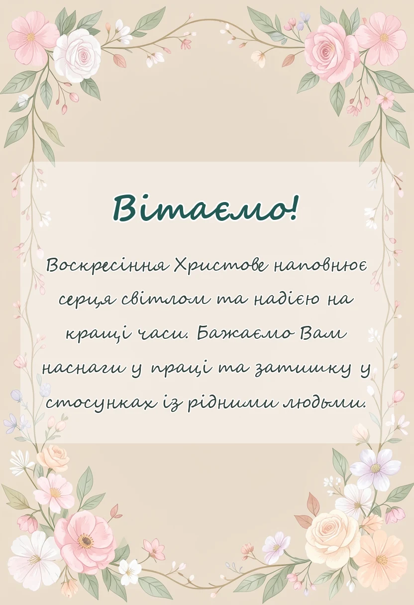 святкова картинка: привітання з великоднем
