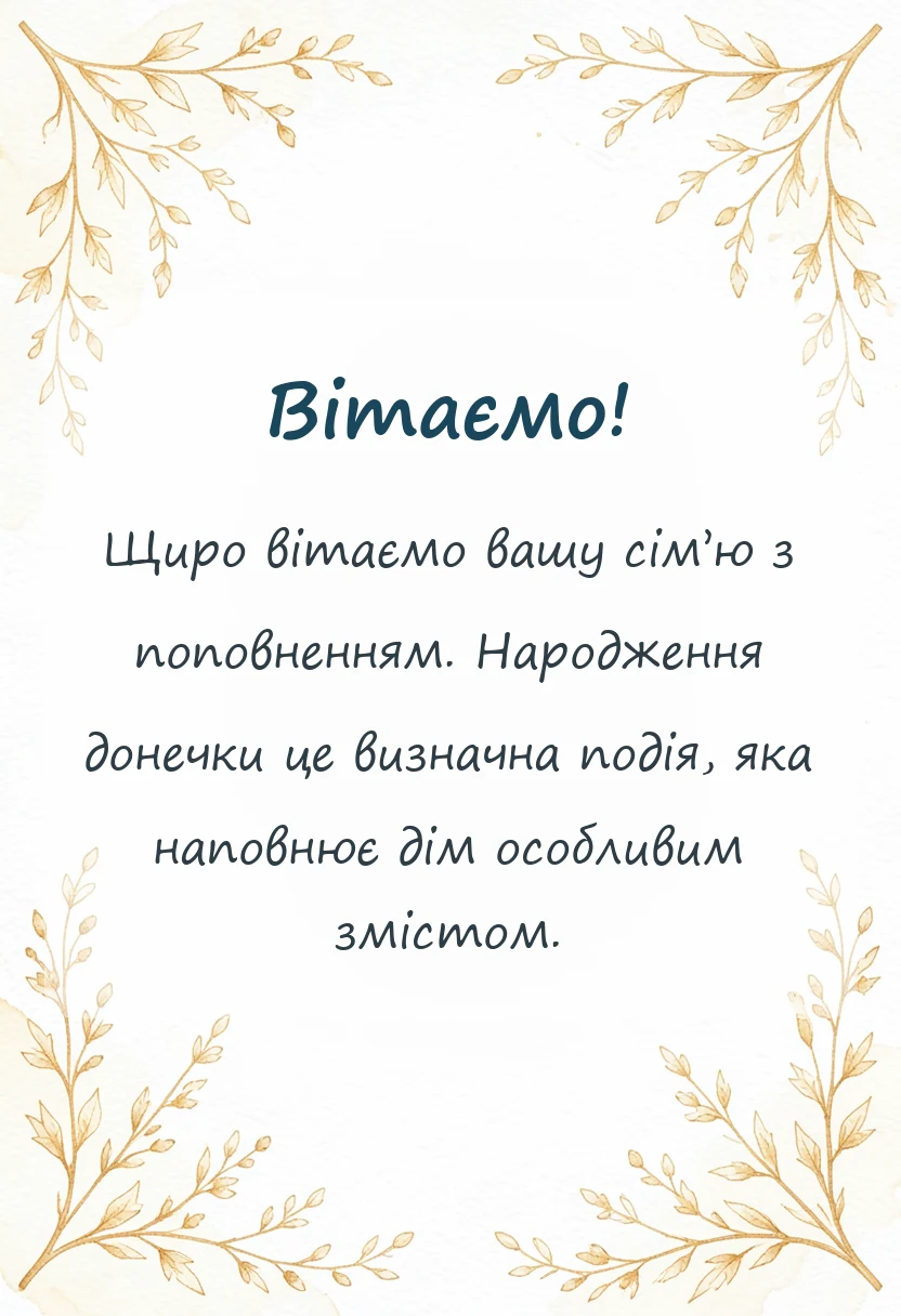 красива листівка: картинки з народженням донечки