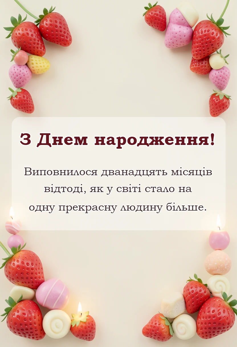 вітальна листівка - привітання з першим днем народження малюка