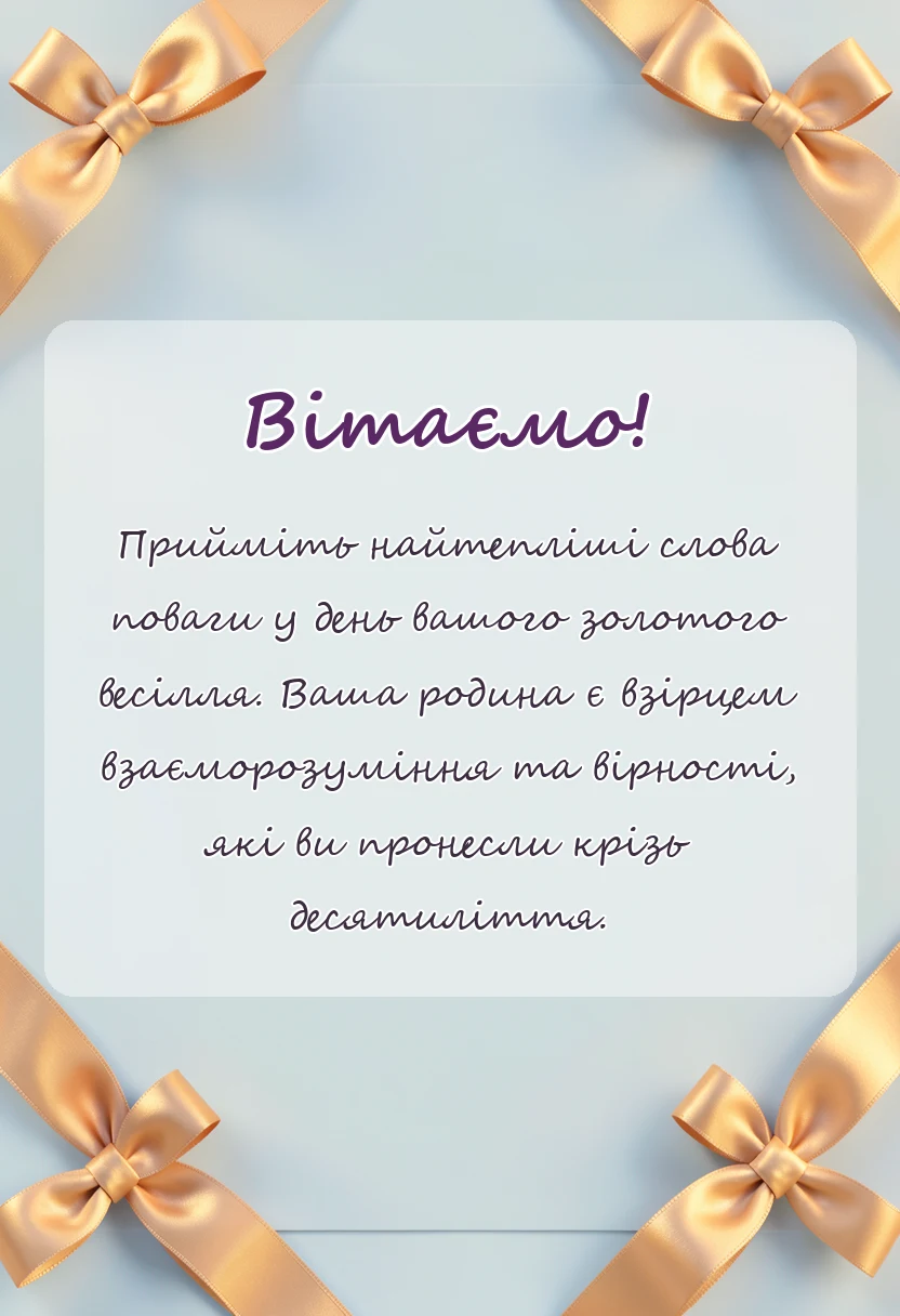 вітальна листівка - привітання на золоте весілля