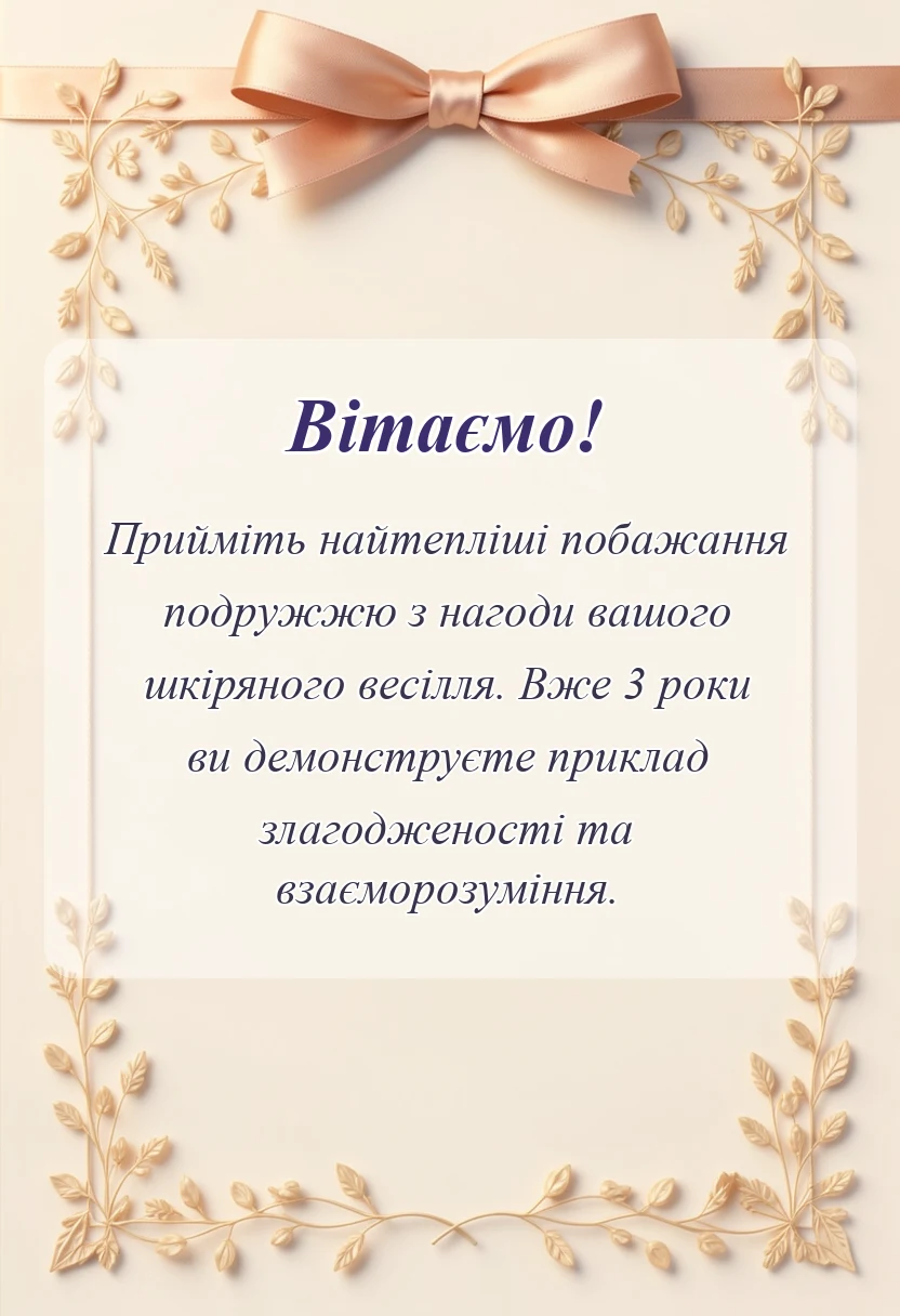 унікальна листівка - шкіряне весілля привітання