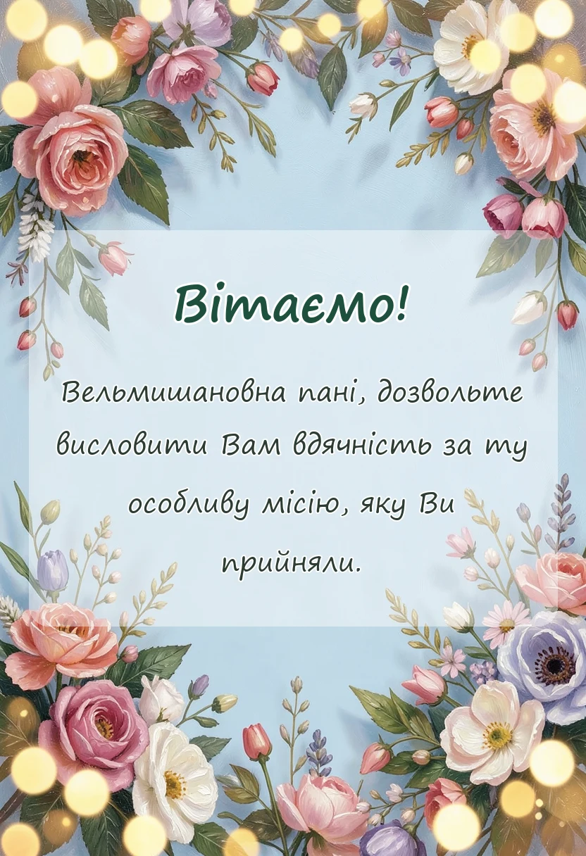 святкова картинка: подяка за довіру бути хресною