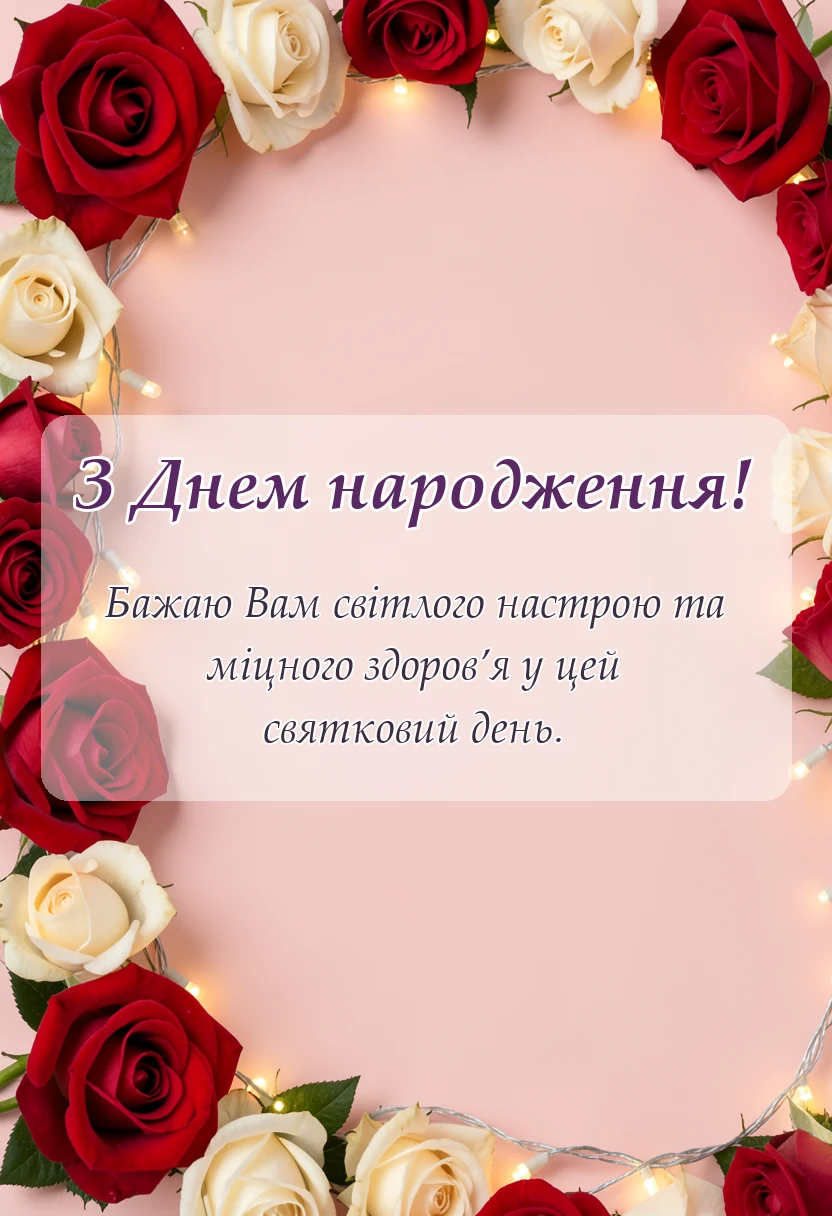 вітальна листівка - привітання з днем народження старій людині