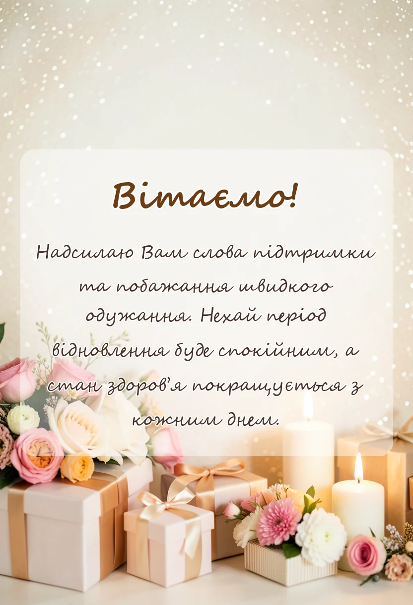унікальна листівка - побажання одужання і здоровя