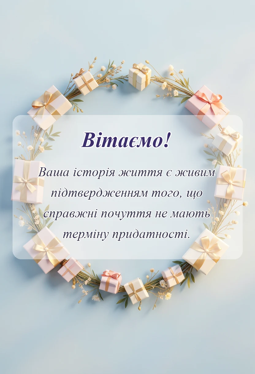 вітальна листівка - привітання з 70 роками весілля своїми словами