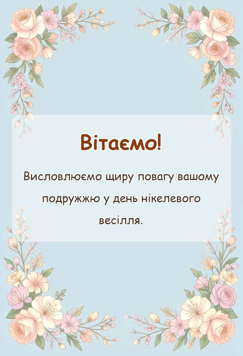 унікальна листівка - картинки на нікелеве весілля