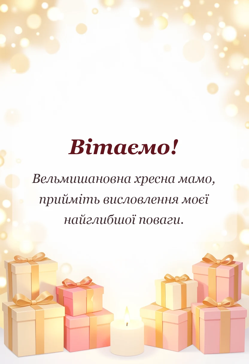 вітальна листівка - подяка за довіру бути хресною
