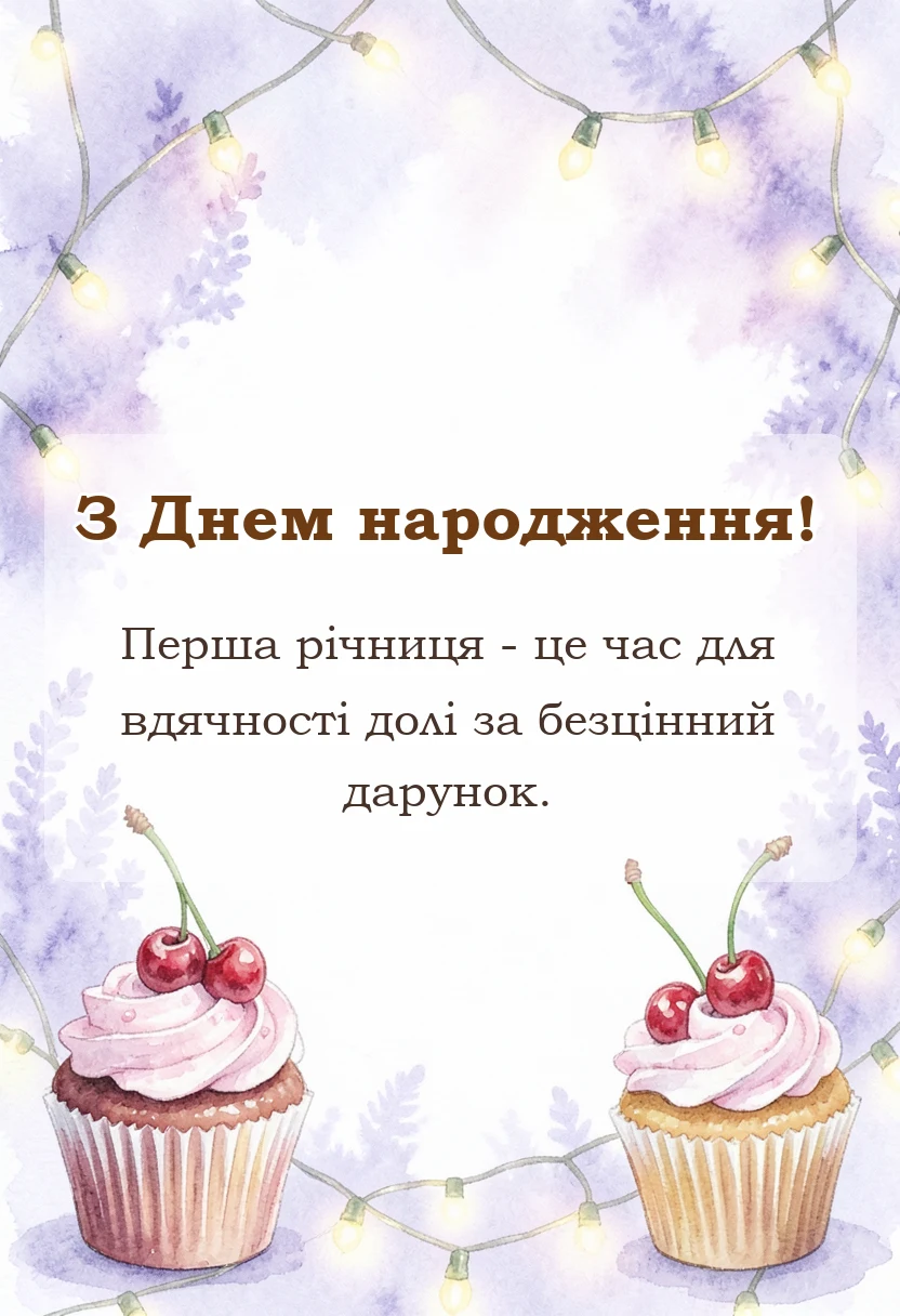 унікальна листівка - привітання з першим днем народження малюка
