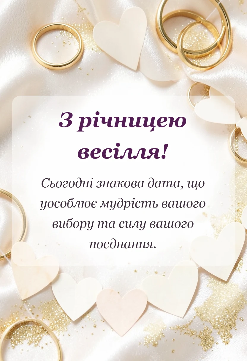 листівка з побажанням - привітання з річницею шлюбу