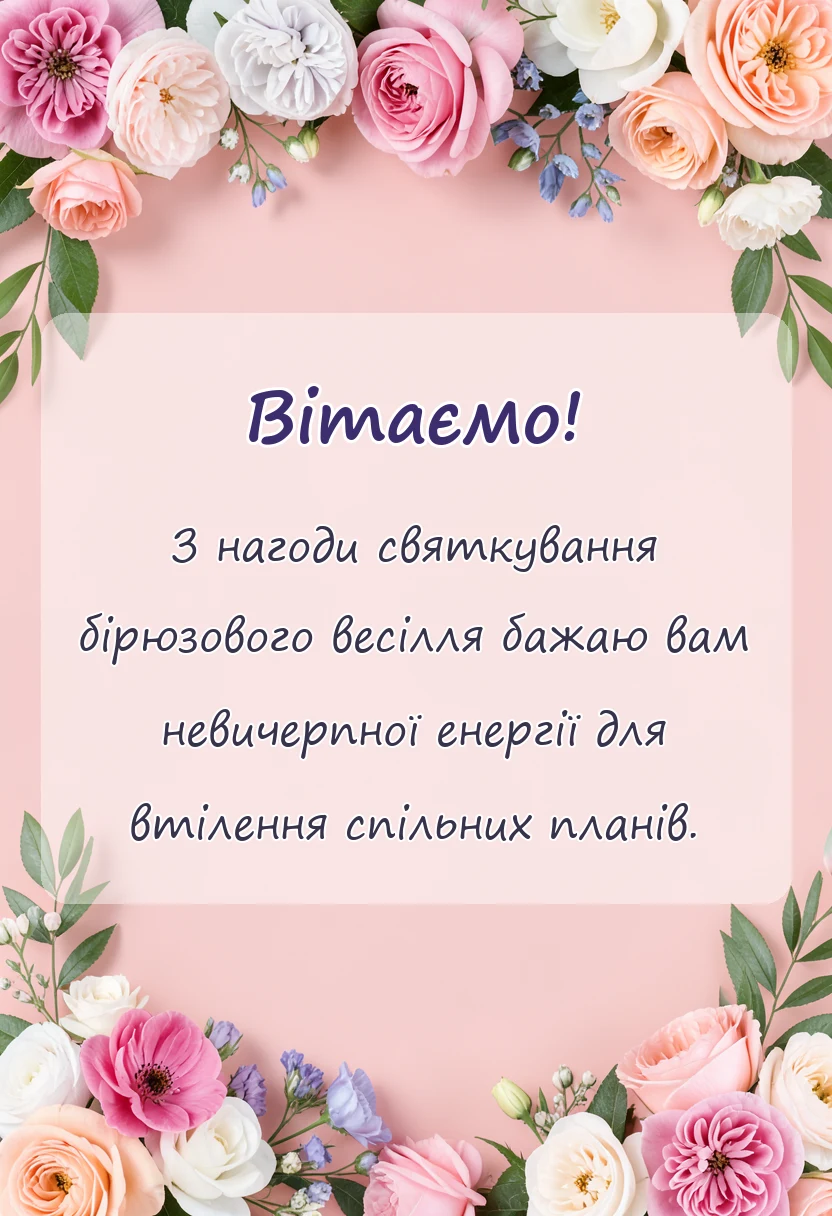 листівка з побажанням - привітання на бірюзове весілля