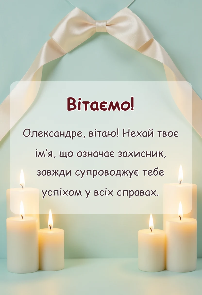 унікальна листівка - привітання з днем ангела олександра