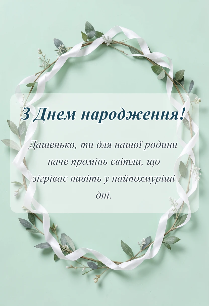 красива листівка: привітання з днем народження даша