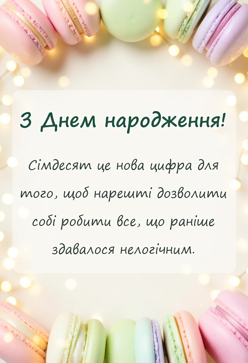 листівка з побажанням - жартівливі привітання з 70 річчям