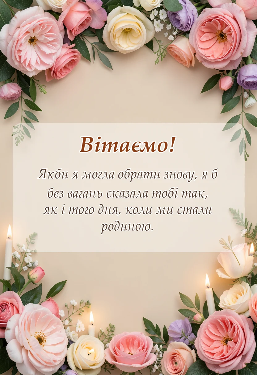 святкова картинка: привітання з річницею весілля 1 рік своїми словами чоловікові