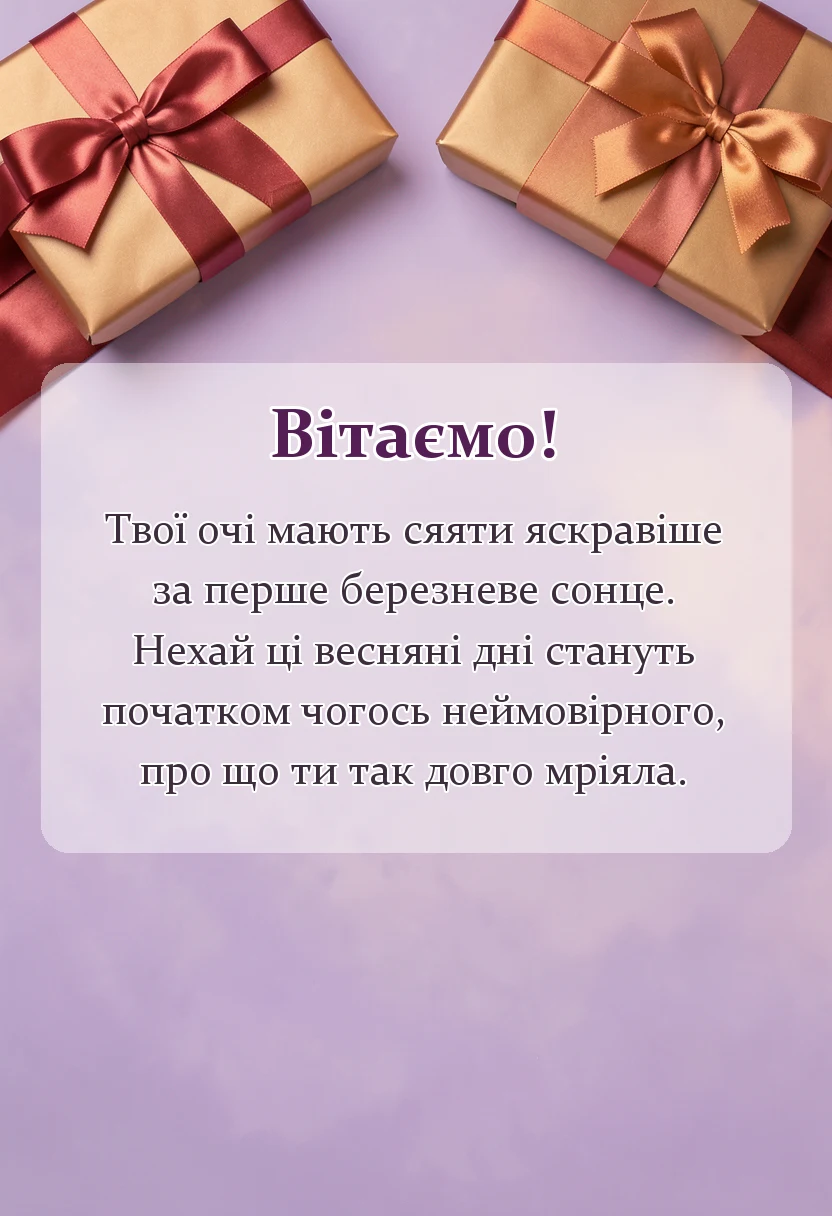 святкова картинка: привітання з першим днем весни