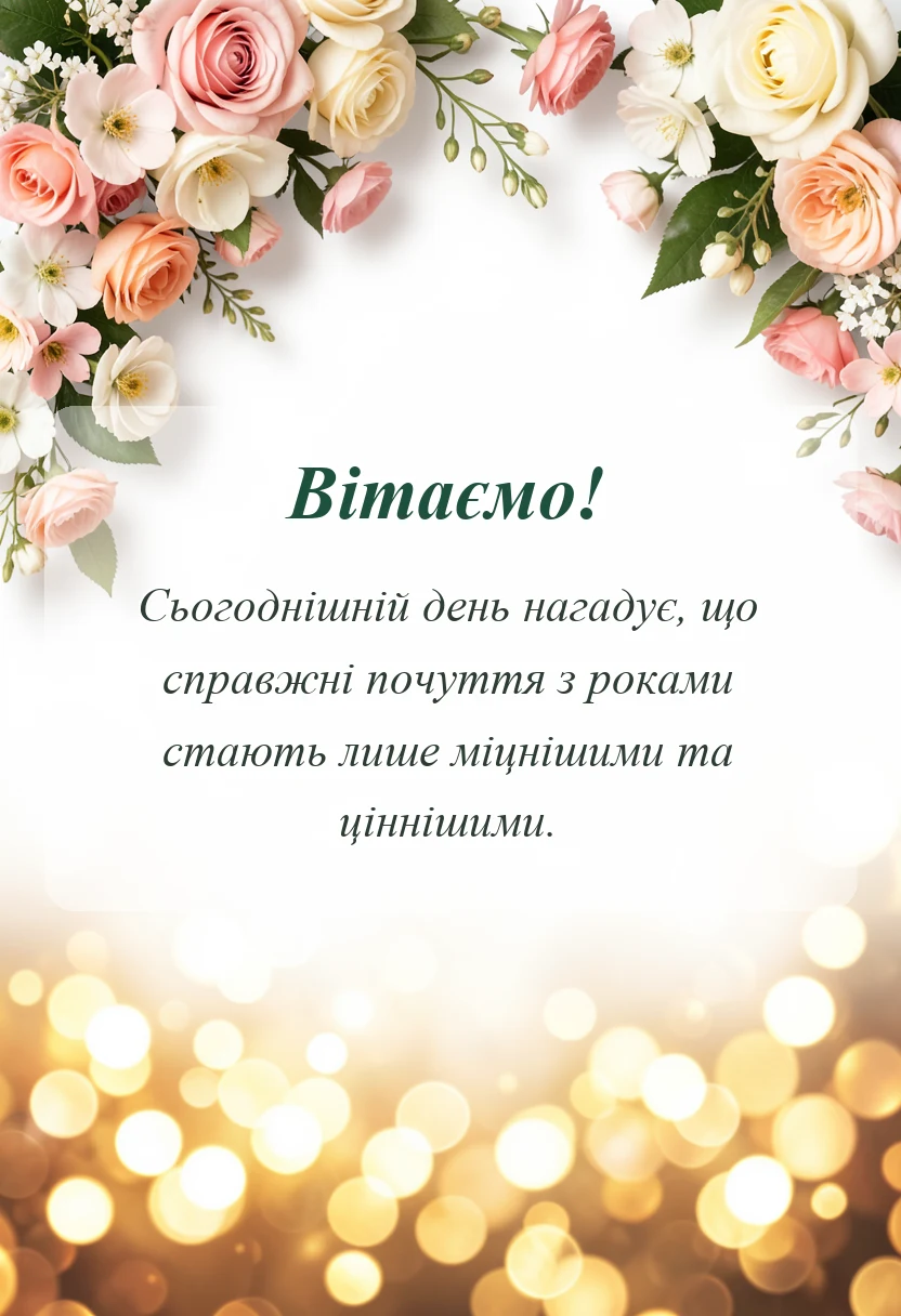 вітальна листівка - привітання зі срібним весіллям у прозі