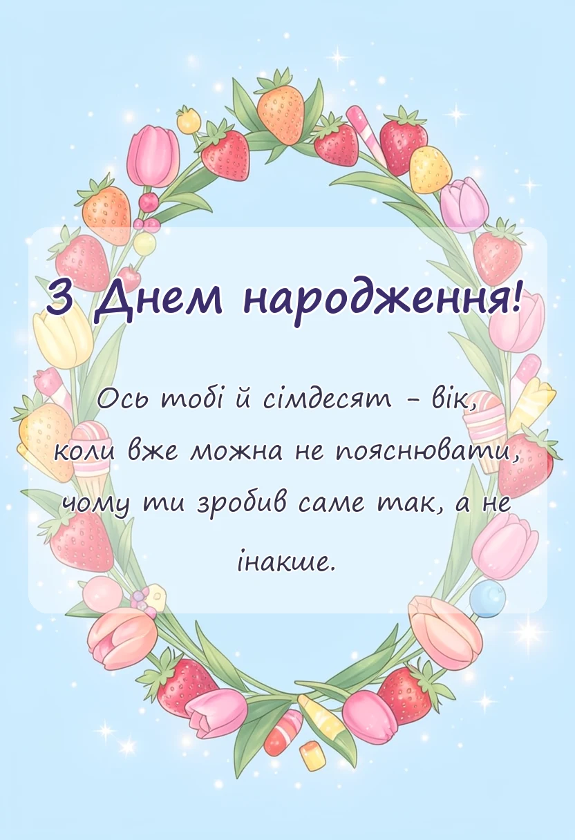 вітальна листівка - жартівливі привітання з 70 річчям