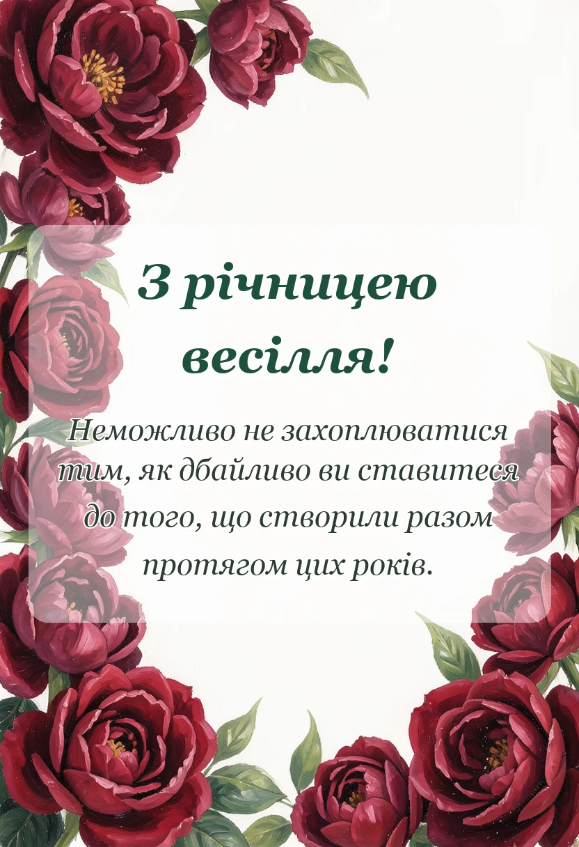 вітальна листівка - привітання з річницею шлюбу
