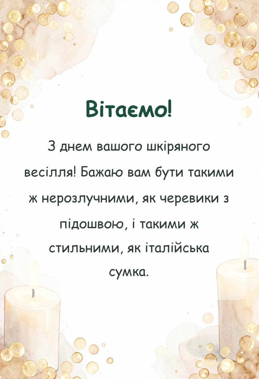 вітальна листівка - шкіряне весілля привітання
