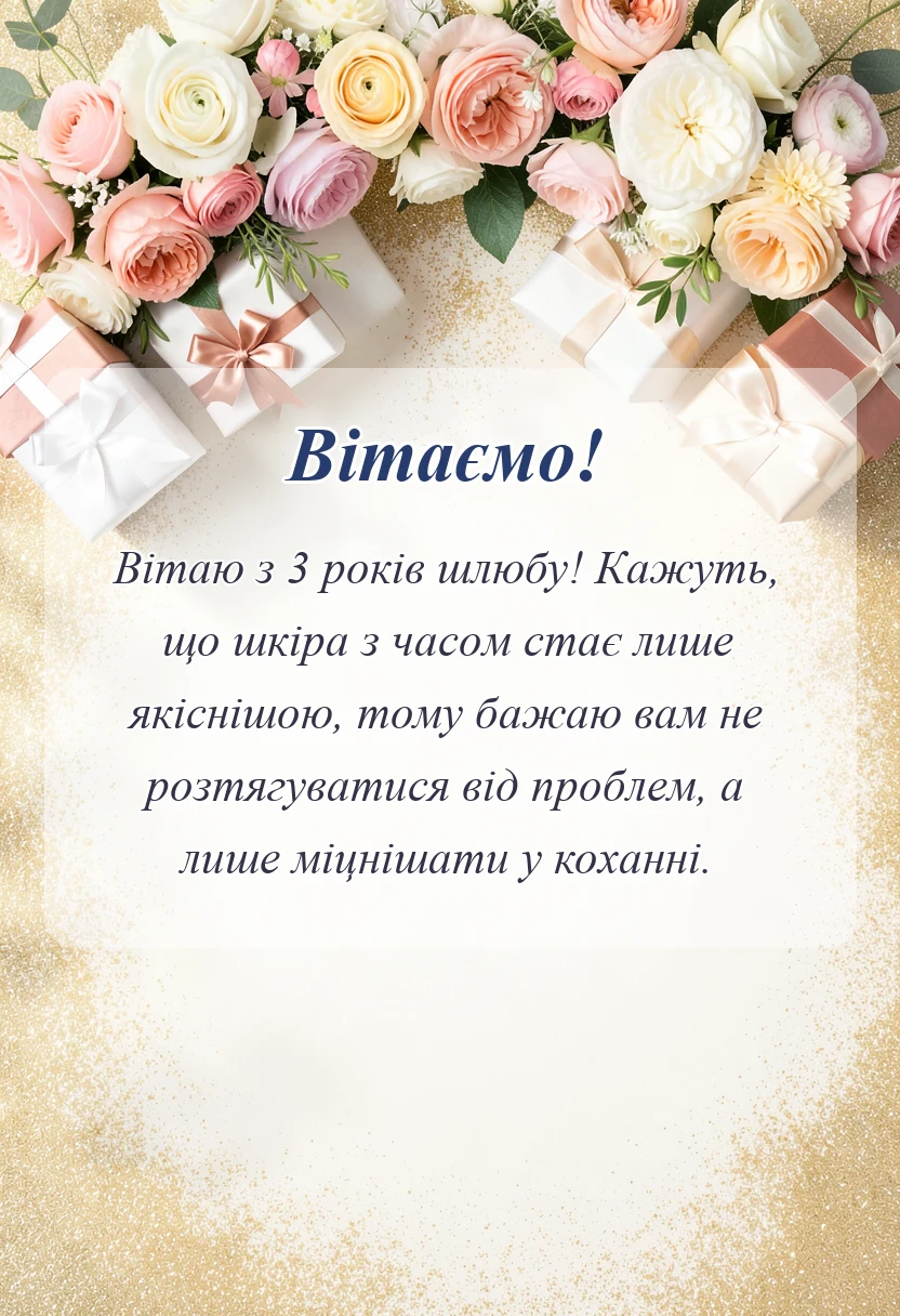 красива листівка: картинки з річницею весілля 3 роки
