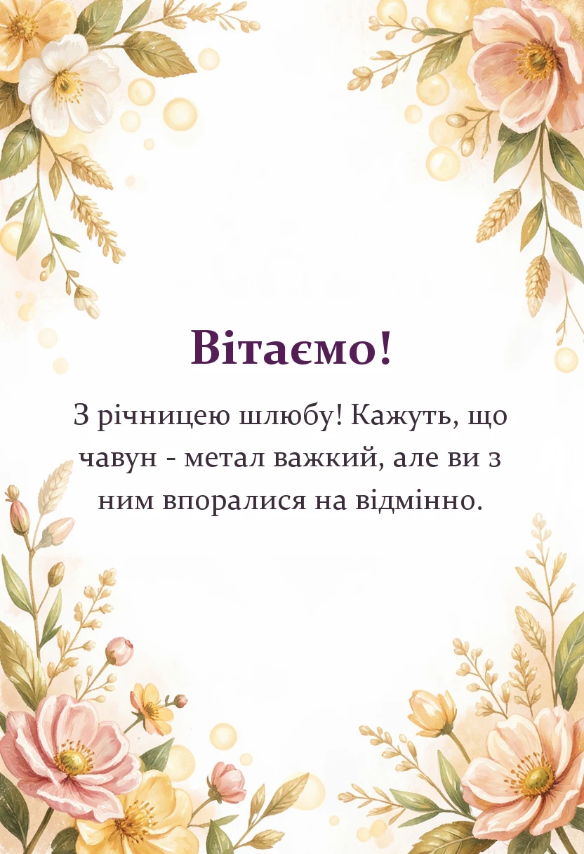 вітальна листівка - картинки чавунного весілля