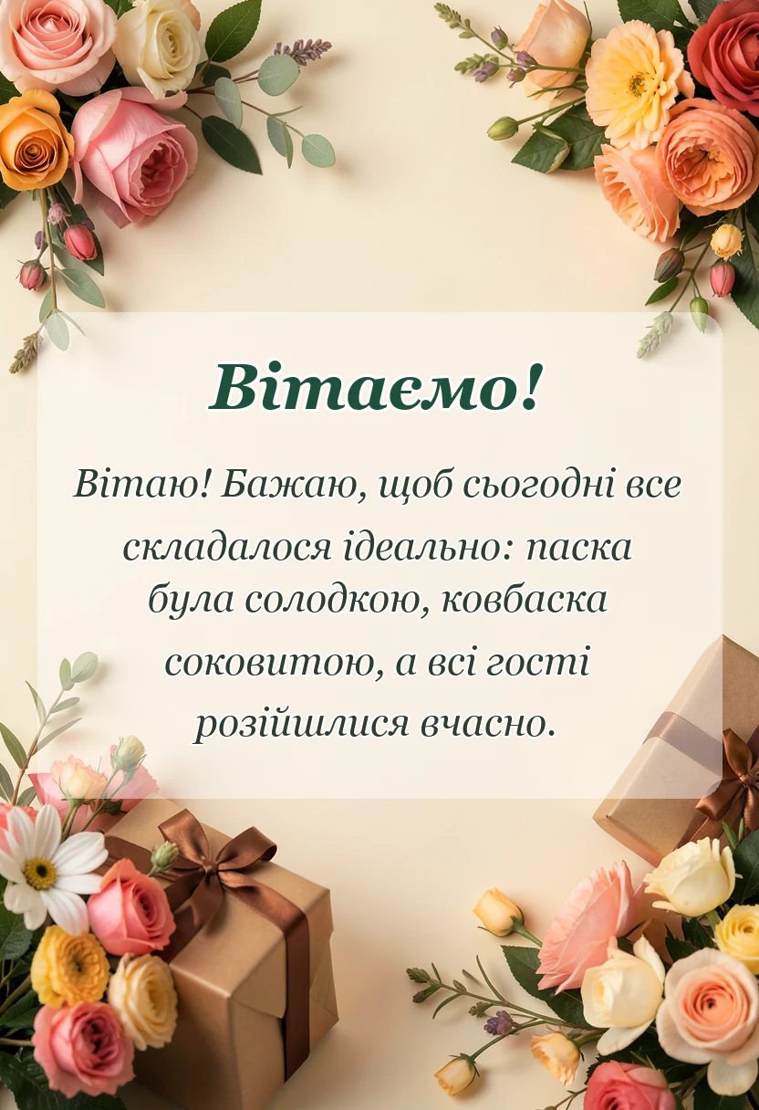 вітальна листівка - привітання з пасхою своїми словами короткі