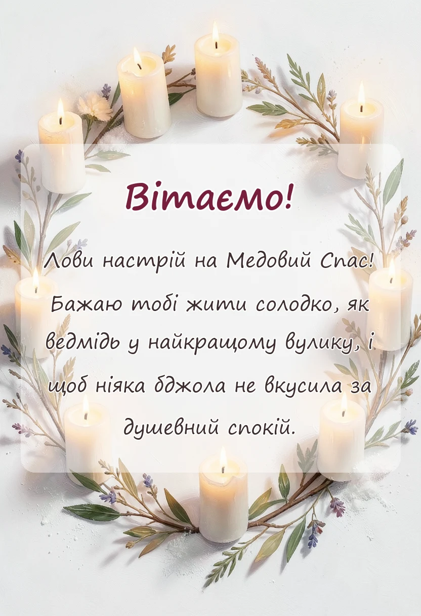 листівка з побажанням - вітання з медовим спасом
