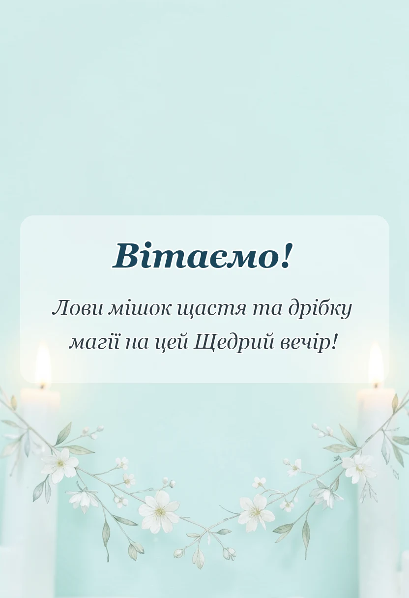 унікальна листівка - привітання з щедрим вечором і йорданом