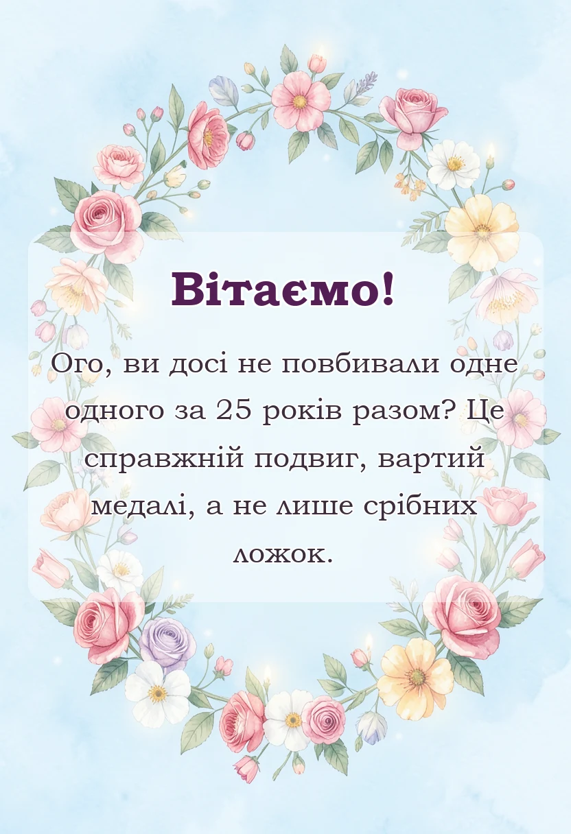 святкова картинка: привітання зі срібним весіллям у прозі