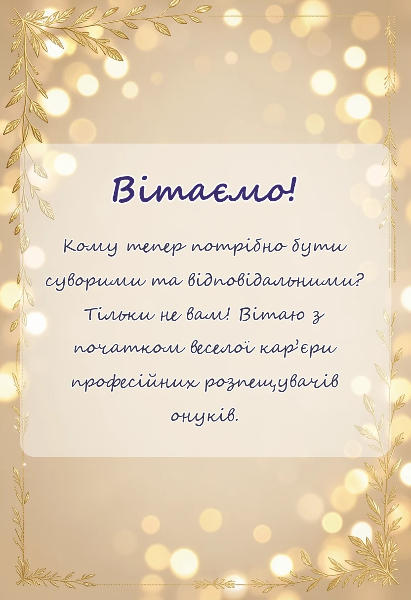 вітальна листівка - привітання зі статусом бабусі і дідуся своїми словами