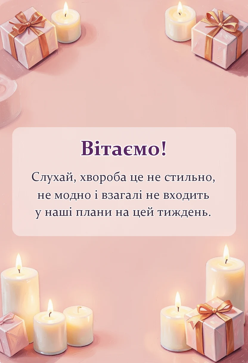 унікальна листівка - побажання одужання і здоровя