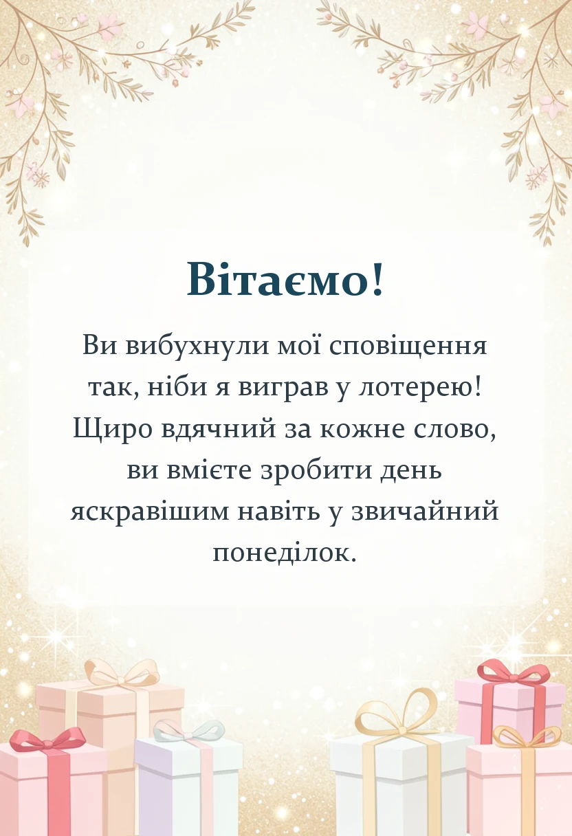 вітальна листівка - подяка друзям за привітання