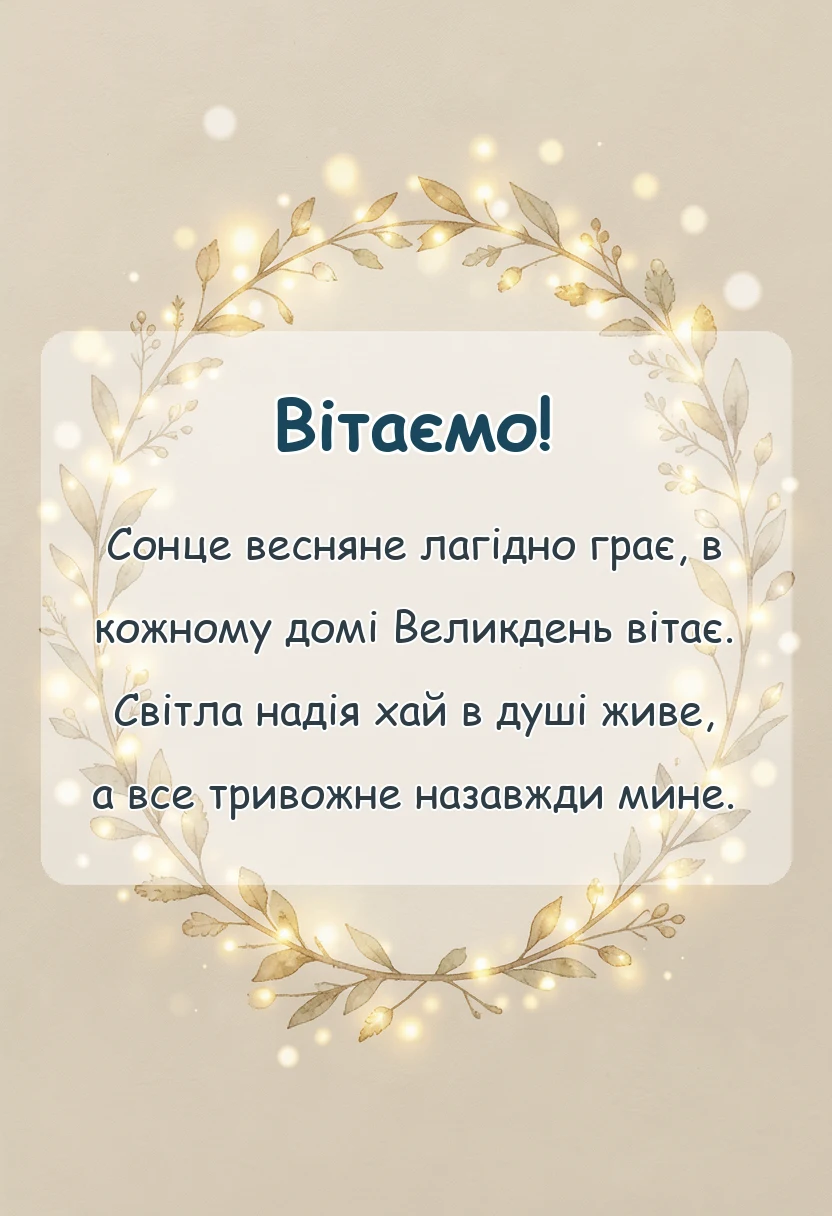 вітальна листівка - привітання з великоднем