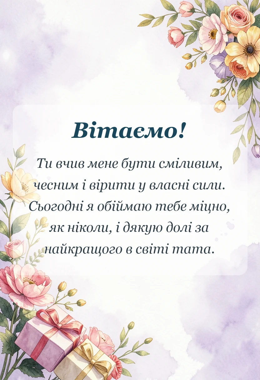 унікальна листівка - привітання з днем батька своїми словами