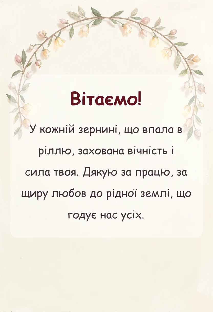 вітальна листівка - привітання з днем працівника сільського господарства своїми словами