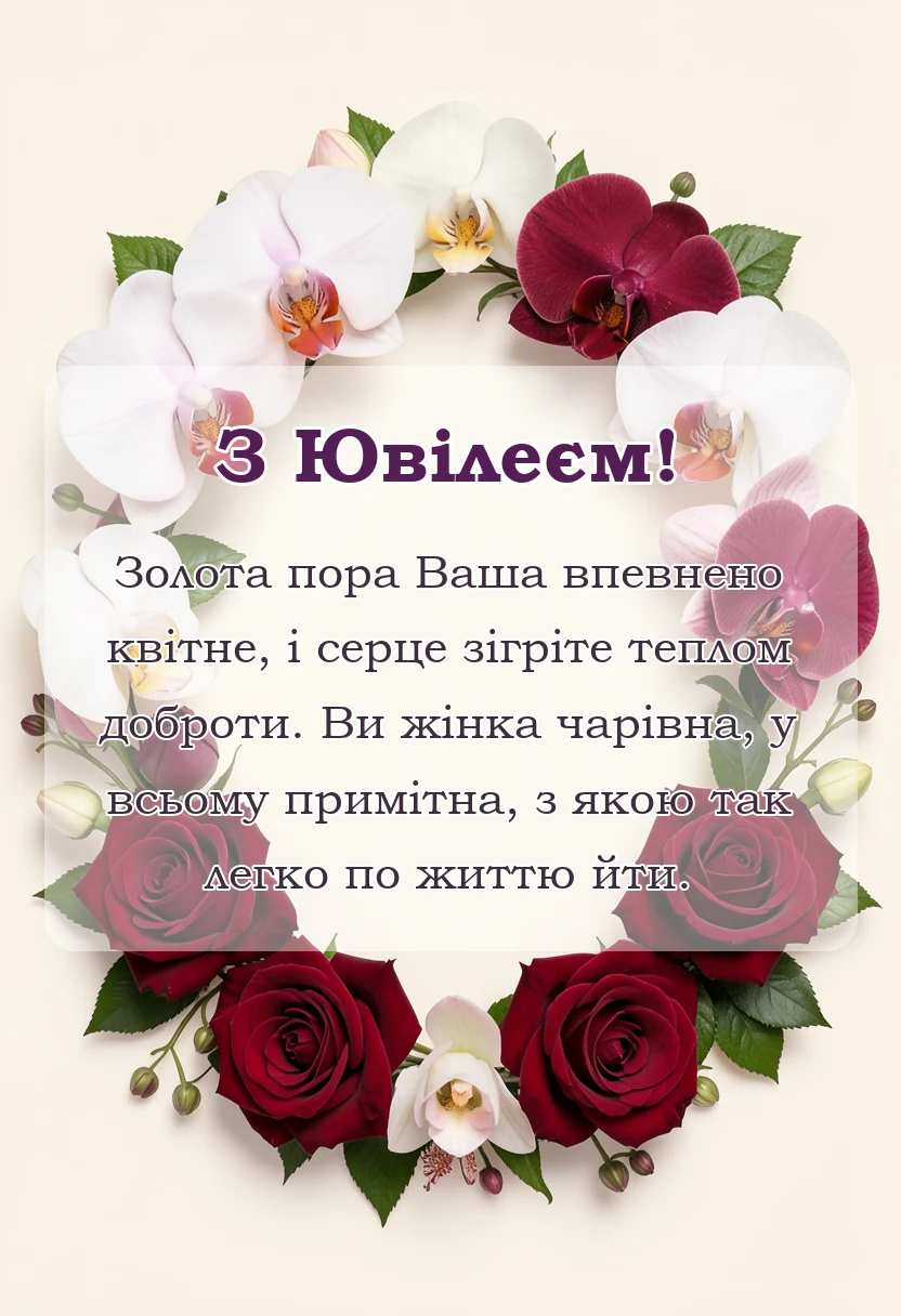 вітальна листівка - привітання з ювілеєм тещі